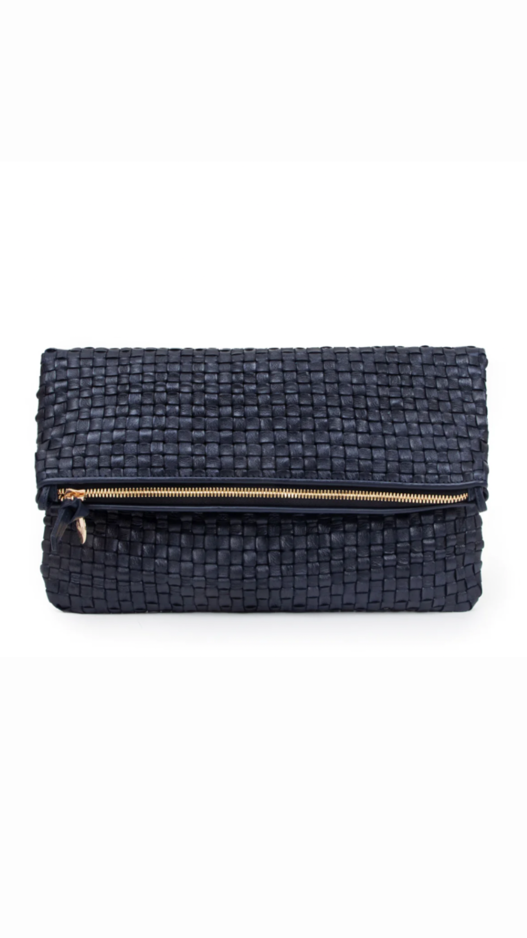 Clare V. Foldover Tabs Clutch - Black Woven Checker